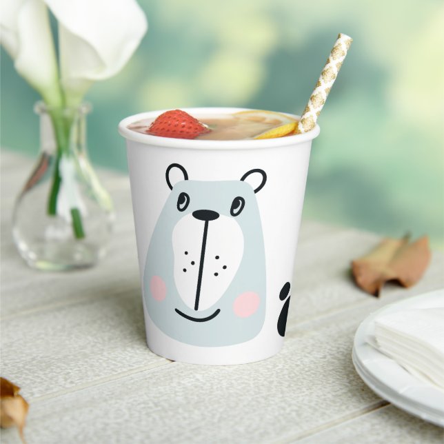 Gobelets En Papier Joli petit ours drôle (Insitu)