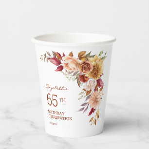 Gobelets En Papier Joli Terracotta Automne Floral Botanique Anniversa