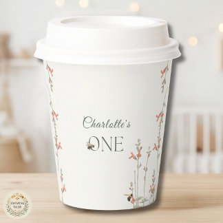 Gobelets En Papier Jolie abeille Fillettes Premier Anniversaire Fleur