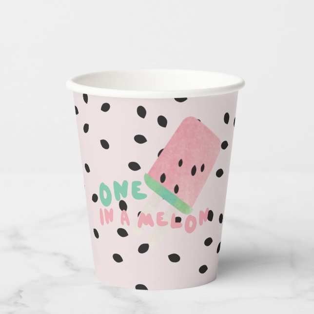 Gobelets En Papier Jolie fille d'anniversaire pastèque / Une dans une (Recto)