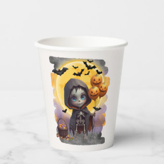 Gobelets En Papier Jolie Fille Squelette avec Ballons et Friandises