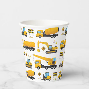 Gobelets En Papier Jolie Jaune Construction Camion Truck Kids Party