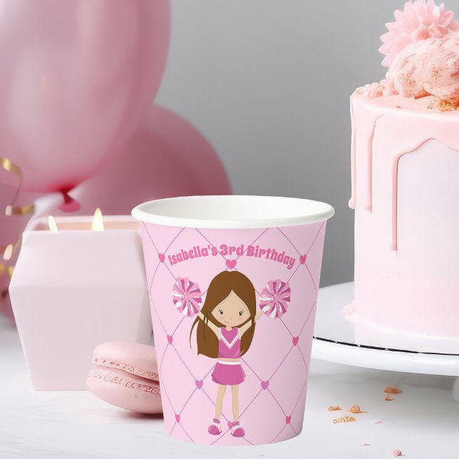 Gobelets En Papier Jolie Pom-pom girl Personnalisée Filles Rose Anniv (Créateur téléchargé)