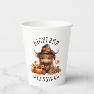 Gobelets En Papier Jolie vache Highland Thanksgiving Bénédictions