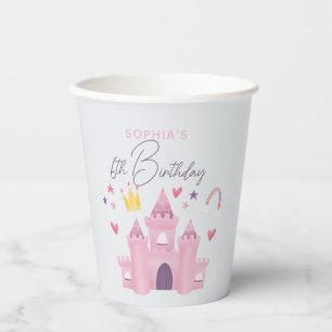 Gobelets En Papier Jolies filles Rose Princess Palace Enfants 6e anni