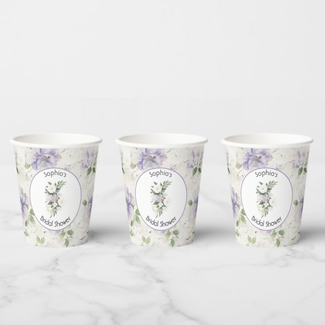 Gobelets En Papier Jolies fleurs de lavande violette (Multi)