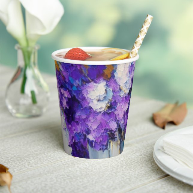 Gobelets En Papier Jolies Fleurs Violettes Vintage (Insitu)