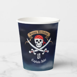 Gobelets En Papier Jolly roger Pirate anniversaire