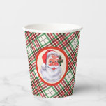 Gobelets En Papier Jolly Santa Claus Christmas Plaid Party<br><div class="desc">Jolly Santa Claus Coupes en papier à pâte de Noël</div>
