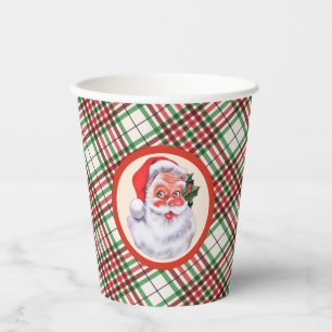 Gobelets En Papier Jolly Santa Claus Christmas Plaid Party