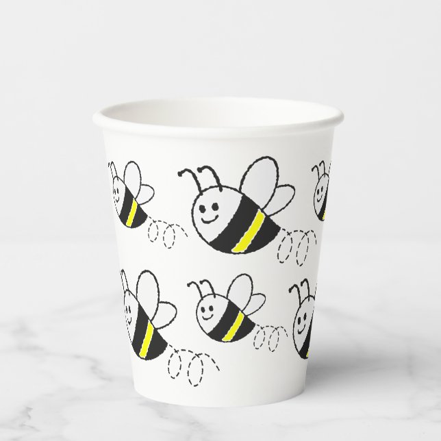 Gobelets En Papier Jote Little Bee Motif Baby shower blanc (Recto)