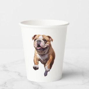 Gobelets En Papier Jouer à Bulldog anglais animé - Joli chien Illu