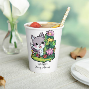 Gobelets En Papier Jouer Baby shower de loup mignon