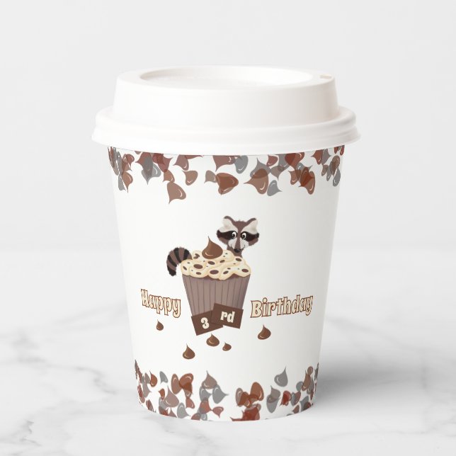 Gobelets En Papier Jouer Raccoon Chocolate Chip Anniversaire (Recto)