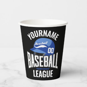 Gobelets En Papier Joueur de baseball personnalisé NOM Équipe Champ C