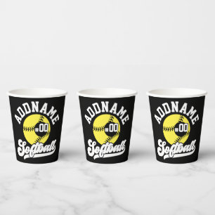 Gobelets En Papier Joueur de softball personnalisé AJOUTER LE NOM Équ