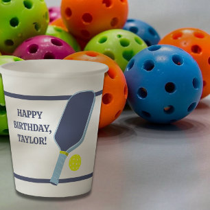 Gobelets En Papier Joueurs de Pickleball Message personnalisé Anniver