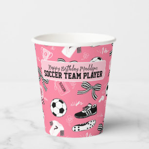 Gobelets En Papier Joueuse de football fille fête d'anniversaire girl