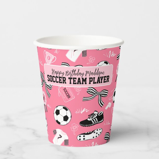 Gobelets En Papier Joueuse de football fille fête d'anniversaire girl (Recto)
