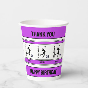 Gobelets En Papier Joueuse de volleyball Anniversaire, Joueuse de vol