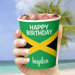 Gobelets En Papier Jour d'anniversaire du drapeau jamaïcain Jamaica G