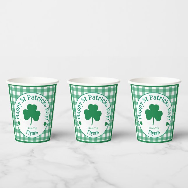 Gobelets En Papier Jour de la Saint-Patrick NOM Trèfle Irlandais Vert (Multi)
