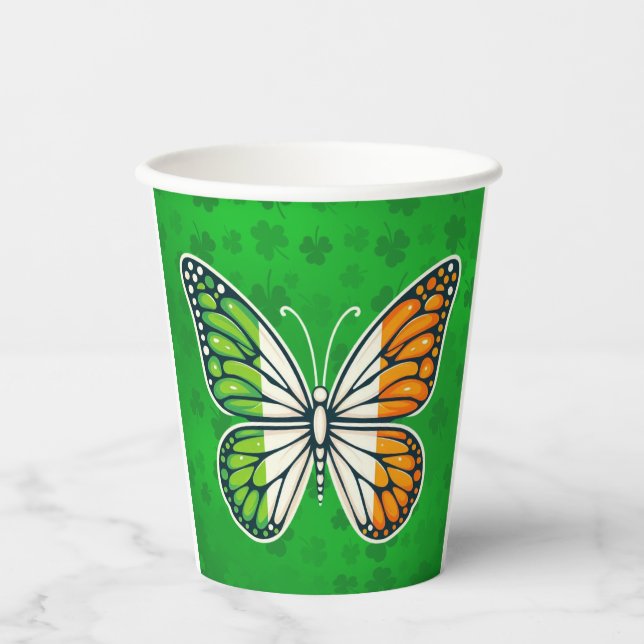Gobelets En Papier Jour de la Saint-Patrick papillon irlandais (Recto)