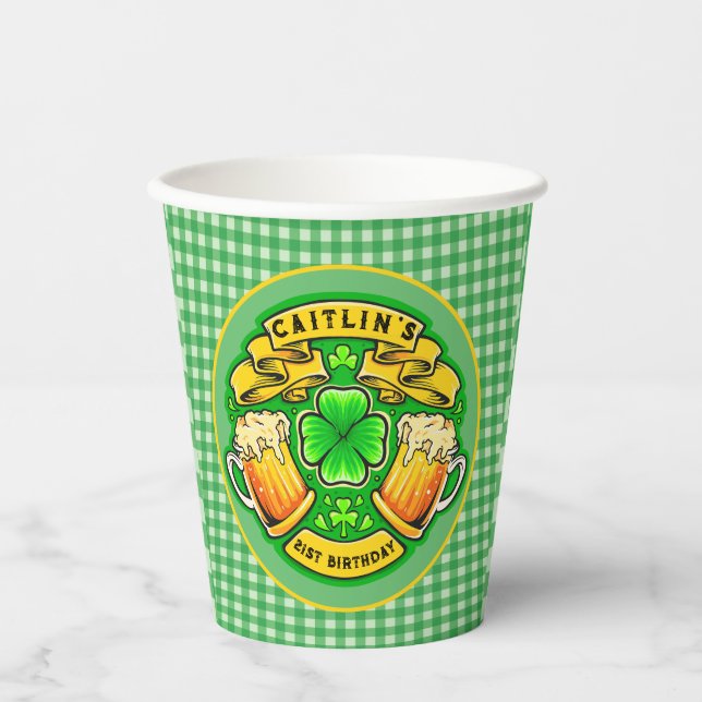 Gobelets En Papier Jour de la Saint Patrick Shamrock 21e anniversaire (Recto)
