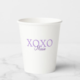 Gobelets En Papier Jour de la Saint Valentin Xoxo ajouter nom pastel
