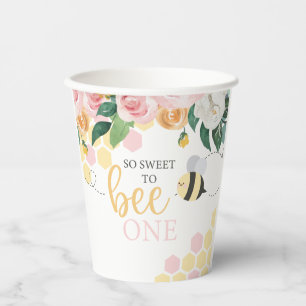 Gobelets En Papier Jour de l'abeille Bourdon 1er Anniversaire floral 