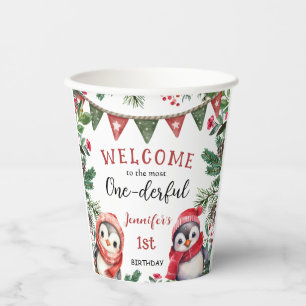 Gobelets En Papier Jour de Noël de la mignonne pingouin d'hiver 1er a