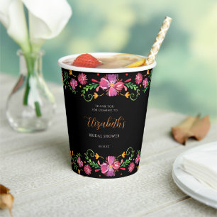 Gobelets En Papier Jour des Morts Floral Enterrement de Vie de Jeune