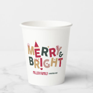 Gobelets En Papier Joyeuse et brillante typographie rétro colorée