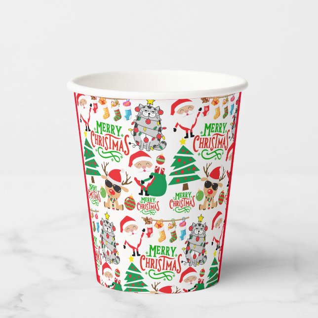 Gobelets En Papier Joyeuse fête de Noël (Recto)