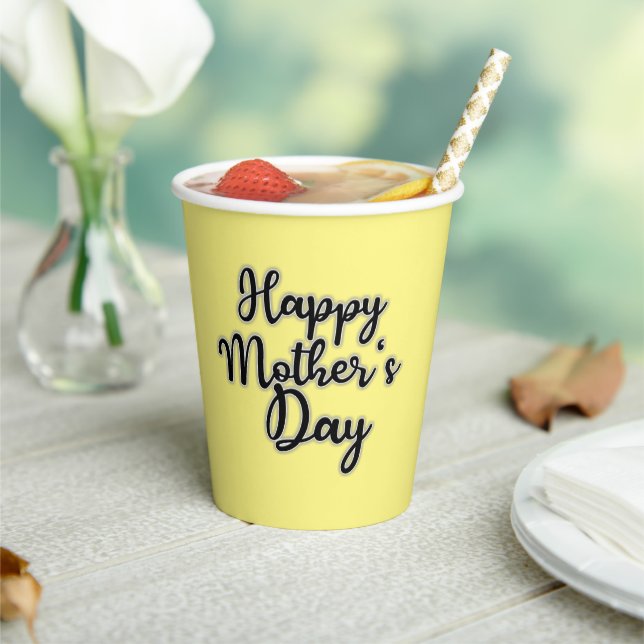 Gobelets En Papier Joyeuse Fête des mères Jaune (Insitu)