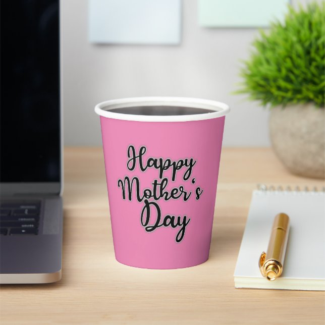 Gobelets En Papier Joyeuse fête des mères rose (Insitu)
