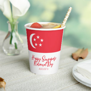 Gobelets En Papier Joyeuse fête nationale de Singapour Drapeau de Sin