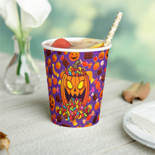 Gobelets En Papier Joyeuse oeuvre Citrouille d'Halloween