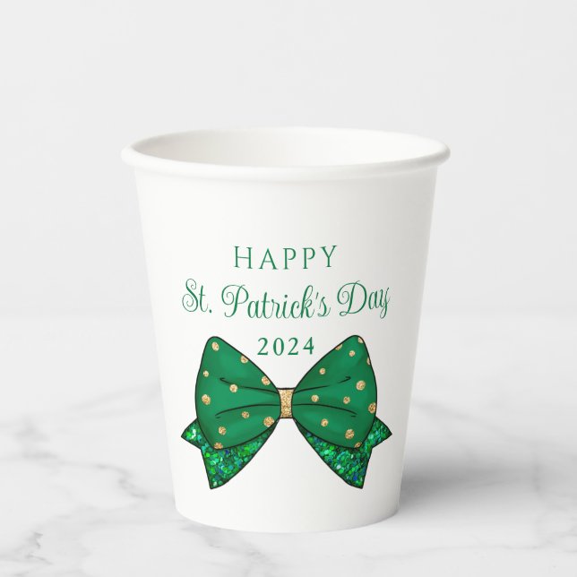 Gobelets En Papier Joyeuse Saint-Patrick 2024 verte (Recto)