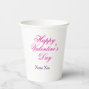 Gobelets En Papier Joyeuse Saint-Valentin rose violet xoxo amour nom