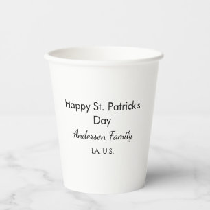 Gobelets En Papier Joyeuse st. Patrick nom famille lieu simple g