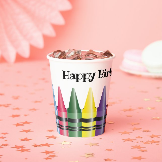 Gobelets En Papier Joyeuses Crayons d'anniversaire Coupes de papier p (Insitu)