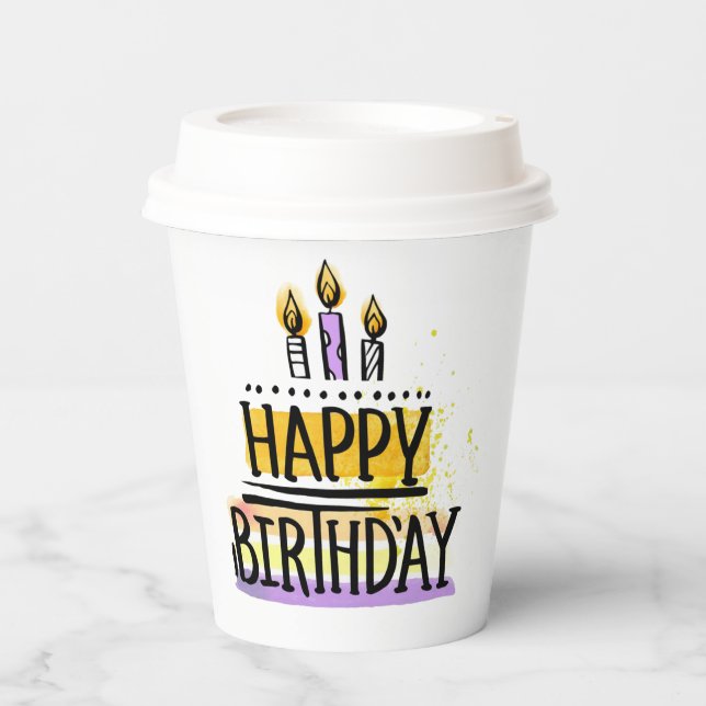 Gobelets En Papier Joyeuses tasses de papier d'anniversaire (Recto)
