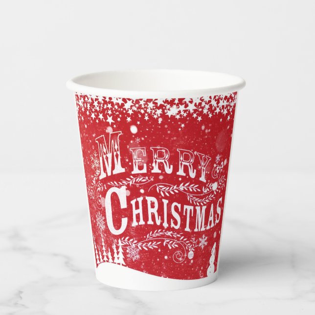 Gobelets En Papier Joyeuses tasses de papier de Noël (Recto)