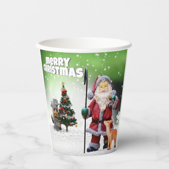 Gobelets En Papier Joyeuses tasses de papier de Noël (Recto)