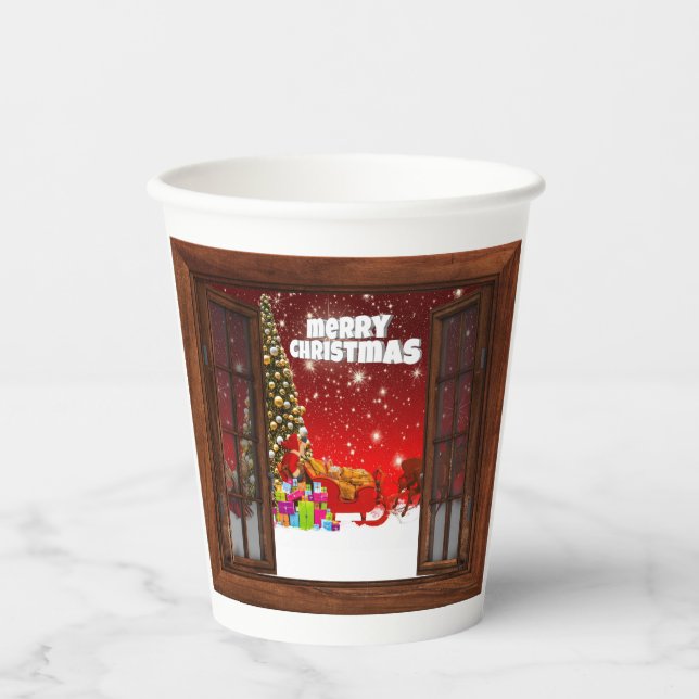 Gobelets En Papier Joyeuses tasses de papier de Noël (Recto)
