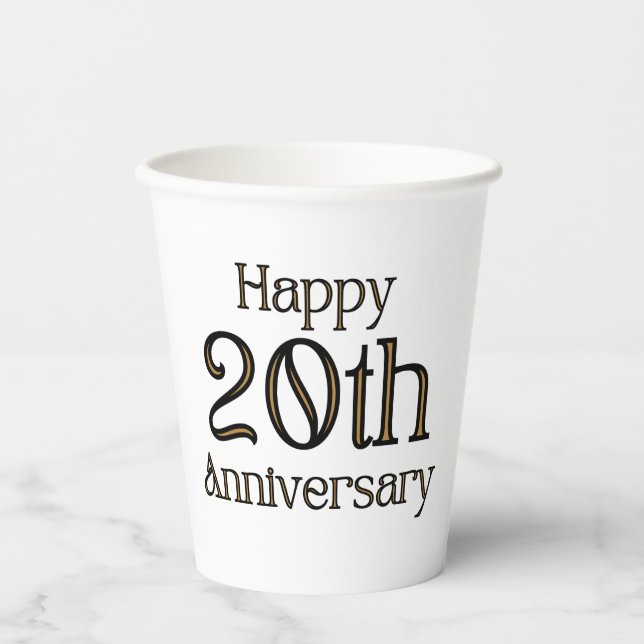 Gobelets En Papier Joyeuses tasses de papier du 20e anniversaire (Recto)