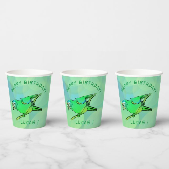 Gobelets En Papier Joyeuses tasses de papier perroquet d'anniversaire (Multi)