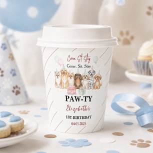 Gobelets En Papier Joyeux 1er anniversaire garçon Chien Toutou Fête
