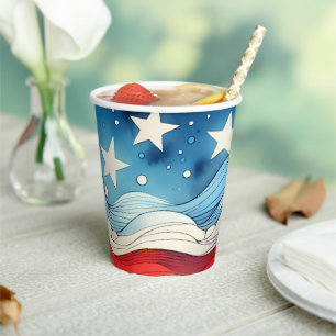 Gobelets En Papier Joyeux 4 juillet Étoiles et rayures patriotiques